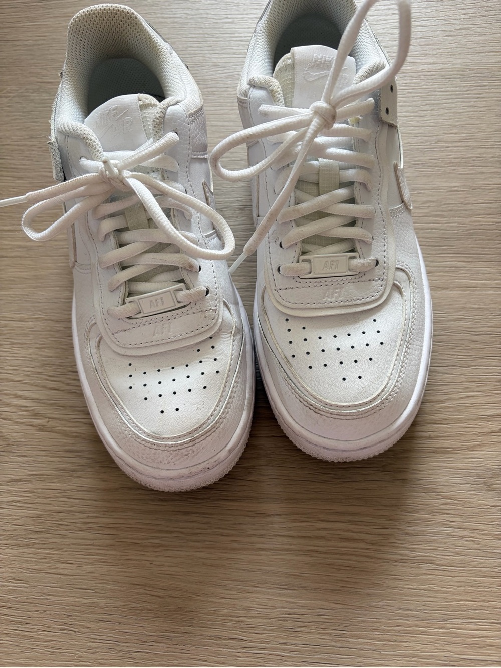 Nike Air Force 1 Low Shadow Triple White Sneakers Womens Size 6.5 - Picture 5 of 7